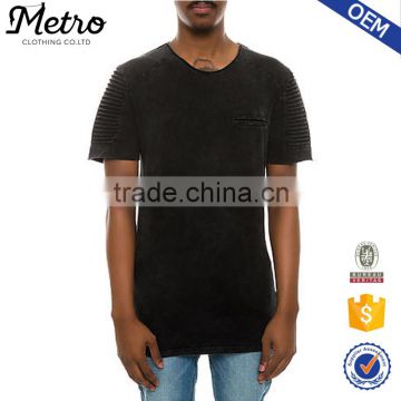 Bulk Wholesale Acid Black Paneled Pocket Tee