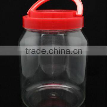 2500ml round clear plastic candy jars cheap with hand lift lid