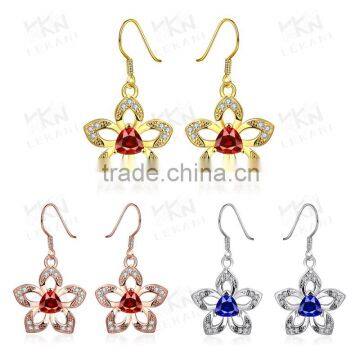 2015 beauty petal alloy earring jewelry stone earring