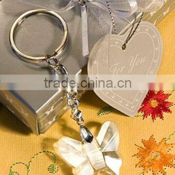 2012 Newest wedding party favors and souvenirs Crystal Craft Chrome Key Chain with Crystal butterfly