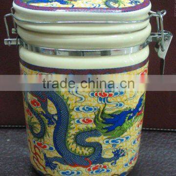 china traditional dragon ceramic jar tea canisters white porcelain storage jar