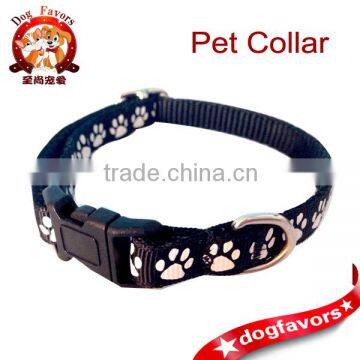 Small Handmade Adjustable Black And White Paw Print Dog Collar