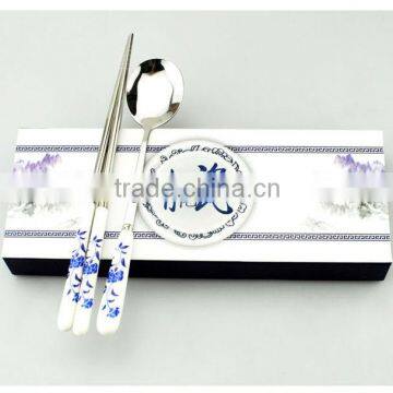 Chinese style dinnerwares,spoon,fork,chopsticks with blue and white porcelain,Chinese gift