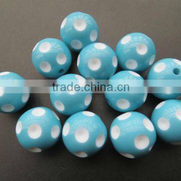 Loose Light blue Chunky Resin Polka dot Beads 24mm ,for Chunky Jewelry Necklace Making