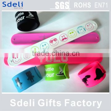 cheap custom silicone slap snap bracelet ruler for kids