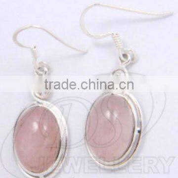 925 Silver jewelry earrings sterling silver earrings rose quartz earrings stock earrings