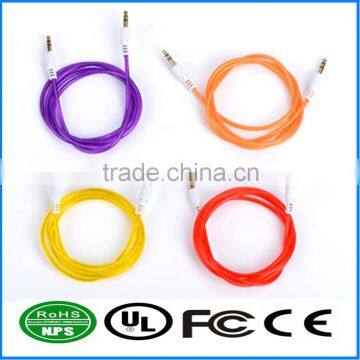 AUX Cable Fluorescent Multicolor High Quality Audio I/O Wire Stereo Panel Mount Cable for PC, Car Audio, Audio Equipment