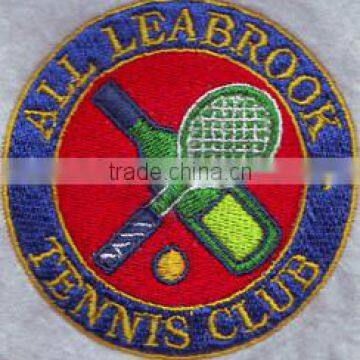 racquet and bottle 100% custom embroidery badge iron on clothes