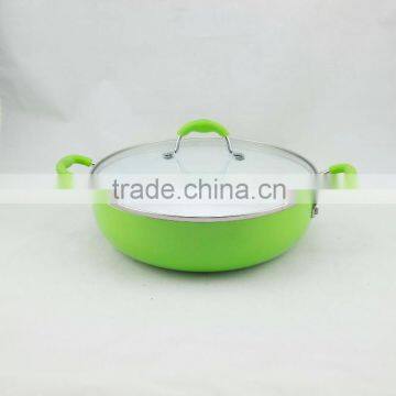 Elegant Aluminum Non Stick Coating Pressed/Forged Caldero With Two Ears and Glass Lid photo-3