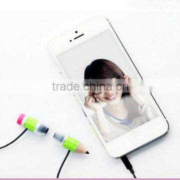 Stylish Pencil earphones Plastic Stereo In-ear special earphone for promotion