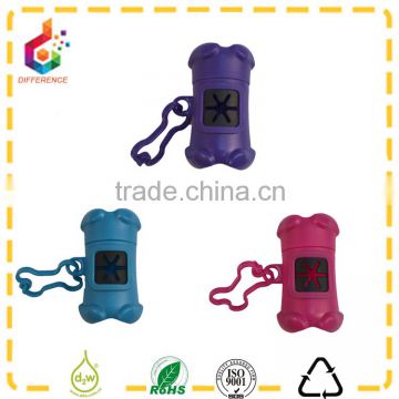 eco-friendly plastic bone shape poop bag dispenser with leash clip