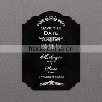 2016 crest shaped black acrylic wedding invitation cards