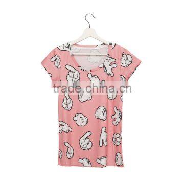 High Quality Custom 3D Printing Hands Pink Plain Tshirt Wholesale