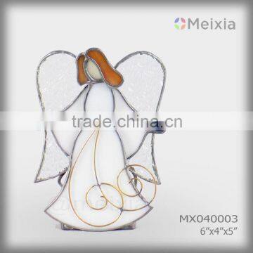 MX040003 tiffany style stained glass angel table stand for christmas decoration piece