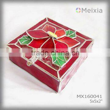 MX1600041 tiffany style stained glass poinsetta jewelry gift boxes