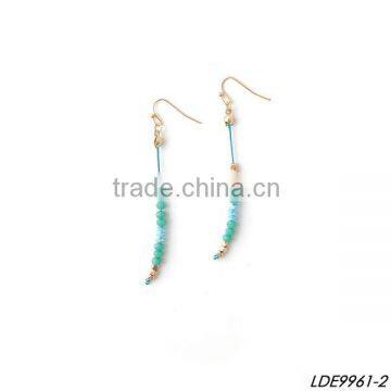 Gold bead with green bead fasion earrings