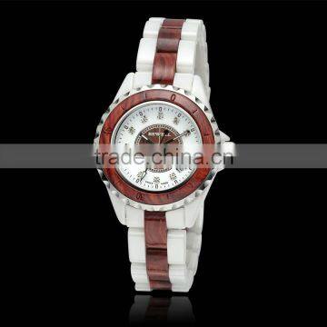 Bewell Classic luxury wood and ceramic ladies fancy watches