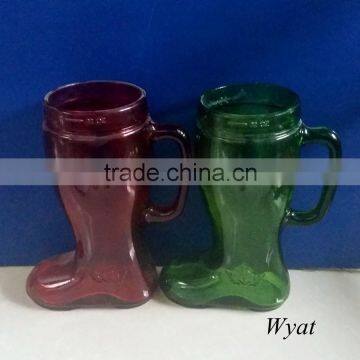 32oz shoe shaped colored glass beer cups beer mugs with handle SLCb44