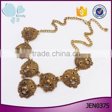 Tempting women jewelry antique gold plated statement lion head necklace