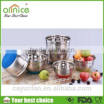 stainless steel salad bowl with silicone bottom