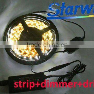 5m 5050 led strip 30led/m 150led+Inline dimmer+12V 24W driver