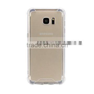 For Samsung s7and s7 edge, shockproof case clear hard back tpu pc, bumper case tpu with transparent plastic back