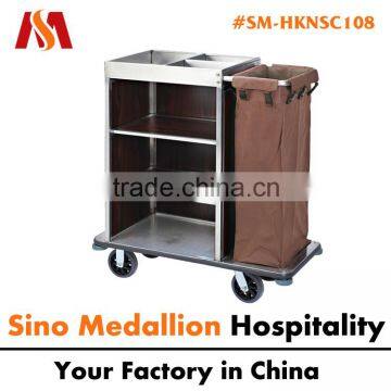 5 Star Hotel Resorts Guest Room Hotel Stainless Steel Housekeeping Cleaning Trolley