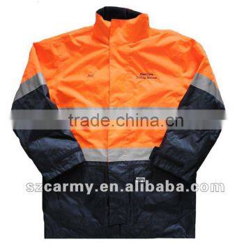 100%polyester orange and black waterproof jacket high reflective longsleeves and vest jacket