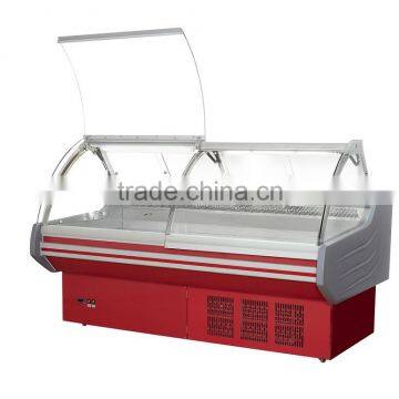 Counter Type Display Cabinet With Cambered and Liftable Glass Cover