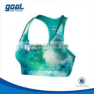 High quality digital printing 100% polyester sublimation sports bra