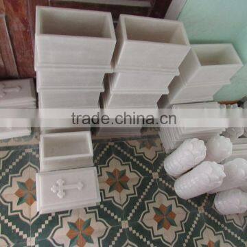 Cremation Urn Cross White Marble Stone Hand Carved Sculpture From Vietnam photo-3