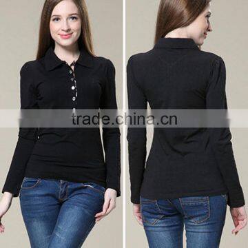 The Lastest Fashion Long Sleeve Polo and Long Sleeve Fitted Cotton Polo Shirt or Ladies Long Sleeve Blouses With Factory Prices photo-5
