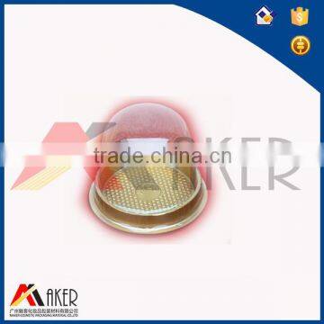 Plastic Tray with round clear cap and yellow bottom square
