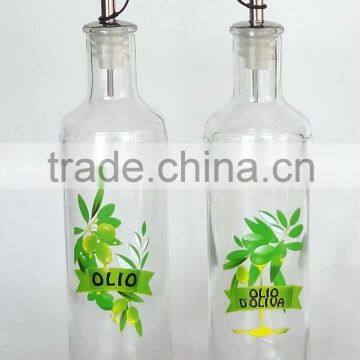 TW671K8 glass oil vinegar bottle printed with decal