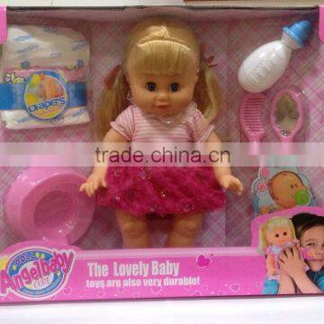 Hot Selling 14inch Soft Material Doll Set Drinking Peeing Girl Baby Doll Toy photo-5