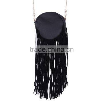 2015 FASHIONABLE LADIES CHAIN STRAP CROSS BODY SUEDE TASSEL PU BAG