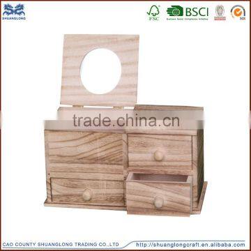 High quality handcraft wood cabinet small drawer, unfinished wood jewelry box drawer