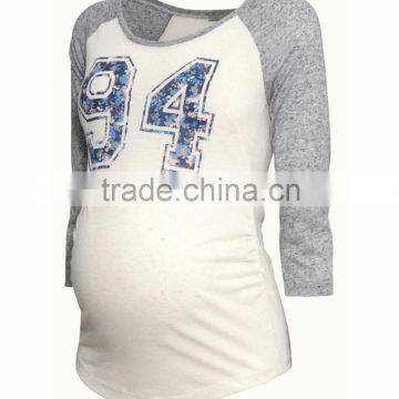 Wholesale Cheap Long Sleeve Casual Raglan Sleeve Maternity T-shirt With Number Print