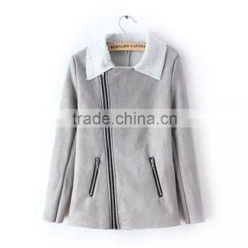 wholesale clothing Faux Suede zipped jacket