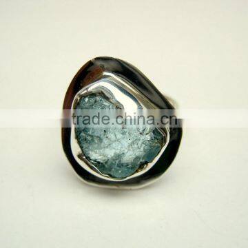 Aquamarine Raw Natural Gemstones Fashion Ring, 925 Solid Sterling Silver Adjustable Rings, Brazilian Aquamarine Rough Gemstones photo-4