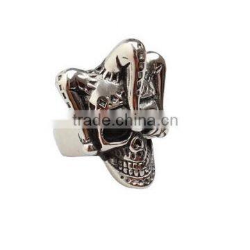 Mens Punk Gothic Titanium Stainless Steel Rock Skull Flower Ring Gift