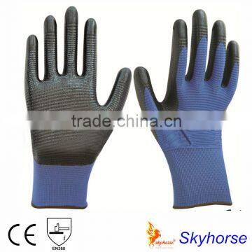 Abrasion Resistant Chemical Nitrile Gloves With 13G U3 Polyester Shell