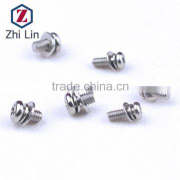 cross recessed small pan head three combination screws flat pad ball pad screw ss fasteners