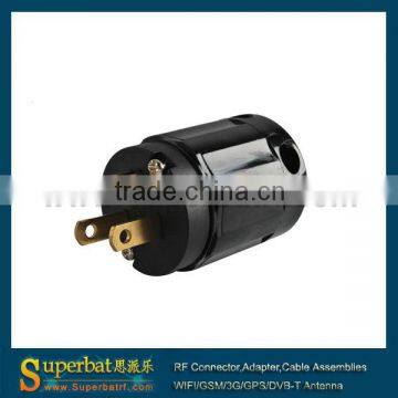 IEC Connector Brand New Brass Audio Grade Brass US Power Plug P-029 (Black)