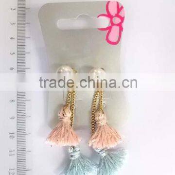 Lovely fabric pendants with faux pearls dangle earring