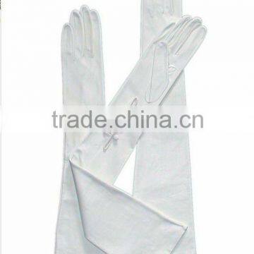 Long White Leather Wedding Gloves