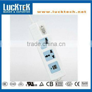 2 WAY UNIVERSAL TYPE POWER STRIP WITH USB CHARGER