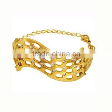 2014 new arrival bracelet chain design stainless steel gold plated bangles gold plated imitation bangles jewelry (LB8402-1)