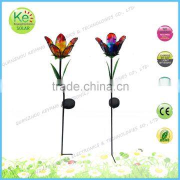 Three petals with glass ball park metal stake solar LED light