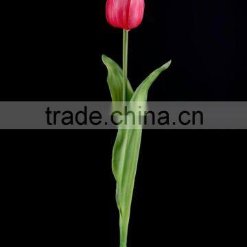 61 cm PVC Real Touch Tulip Spray with 3 Leaves Artificial Flower